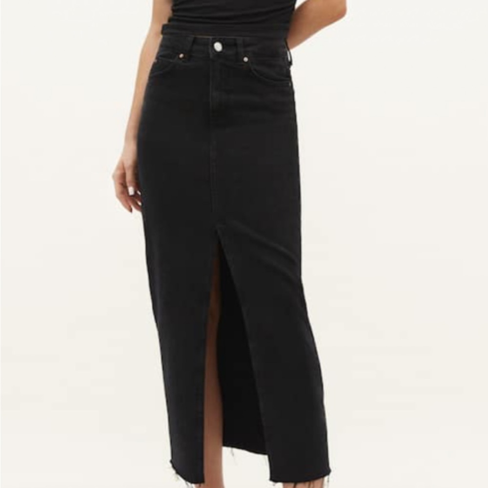 Black Long Denim Skirt